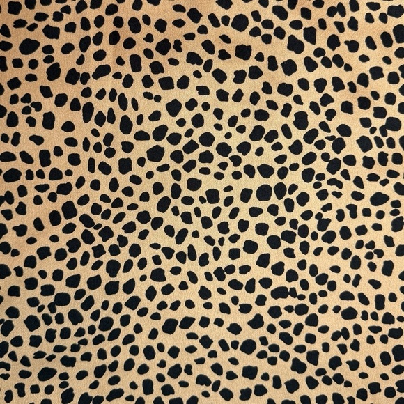 LOFT Blouse Top Cheetah Print Brown Black Short Sleeve Soft Silky Keyhole SZ L - Picture 3 of 8